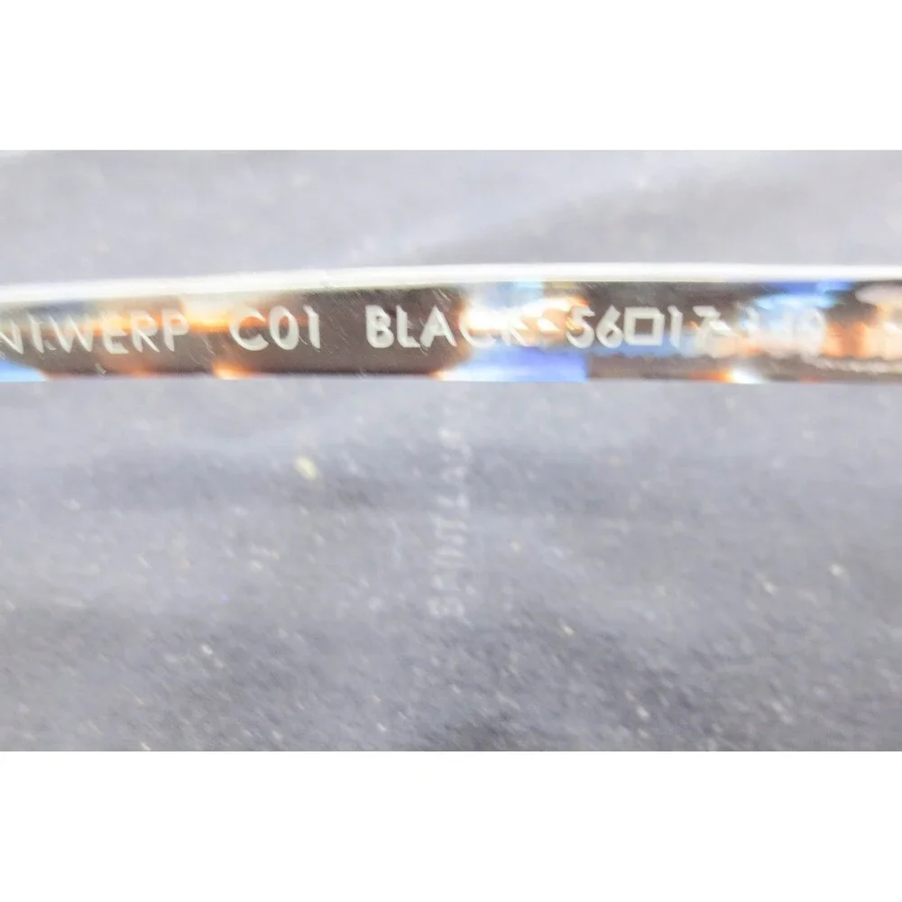 Antwerp C01 Black Rectangular Eyeglasses Blue Tortoise Studded Temples 56-17-140